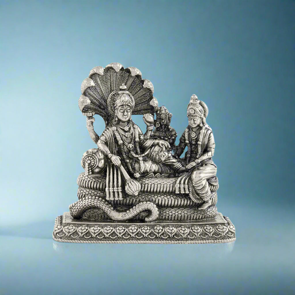 Vishnu Laxmi With Sesha Naga Idol  In Silver