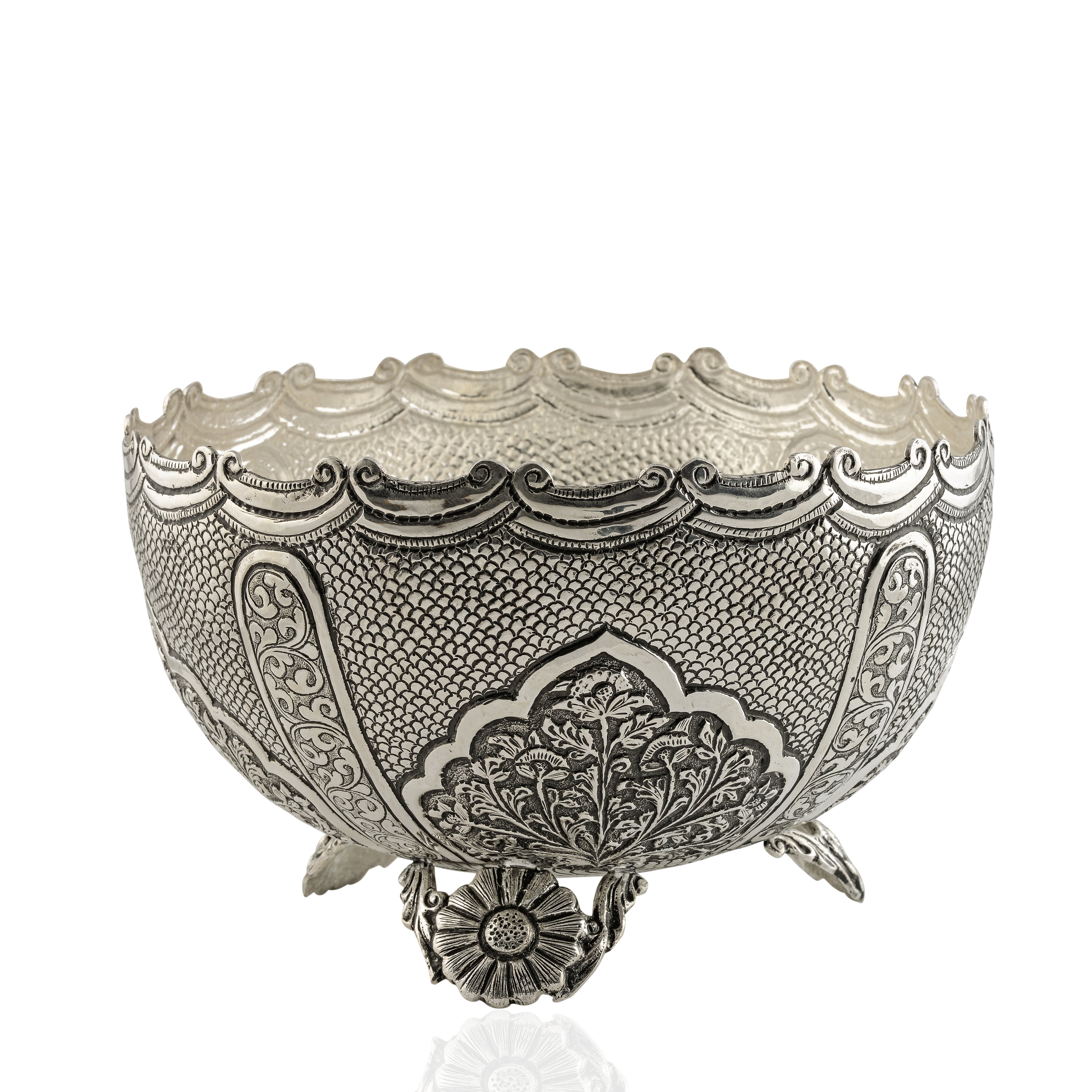 Antique Silver Flower Bowl