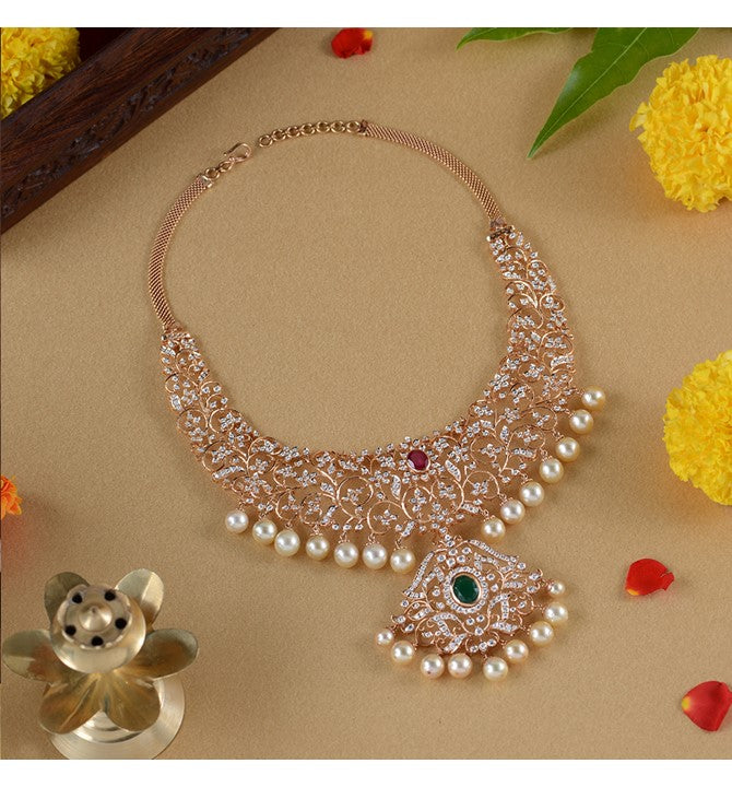 Diamond Open Close Setting Necklace