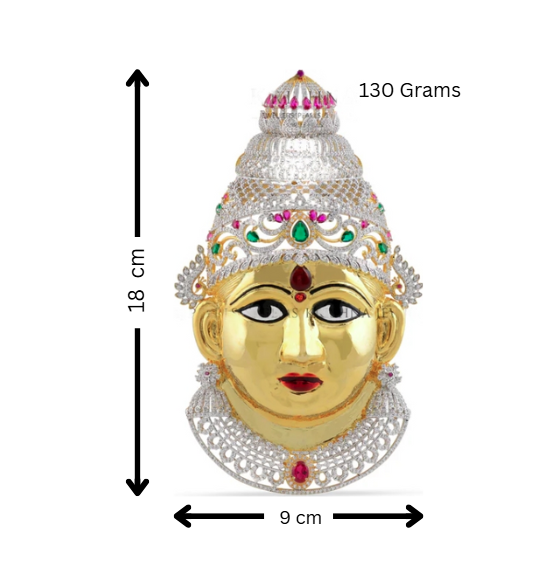 Silver Varalaxmi Ammavaru Face Idol In Gold Finish