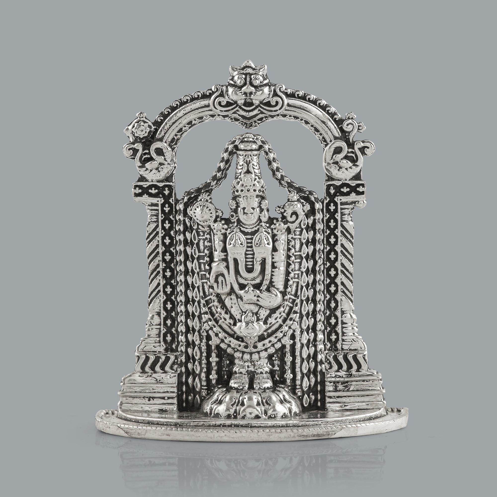 Lord Balaji Idol Crafted in 92.5 Pure Silver - Krishna Jewellers Pearls and Gems