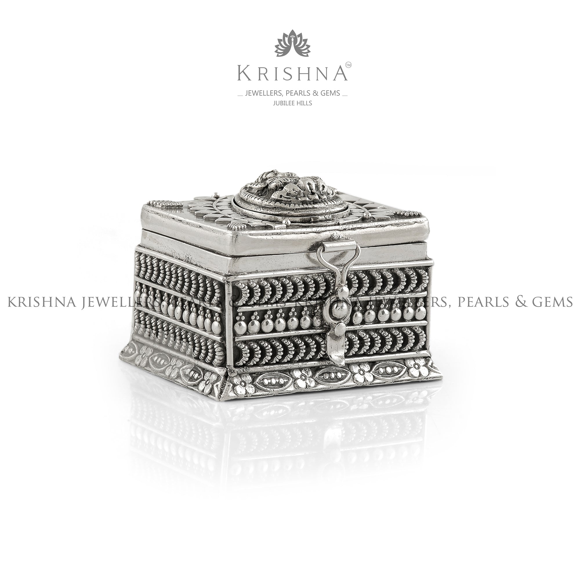 Laxmi Inscribed Silver Kumkum Box