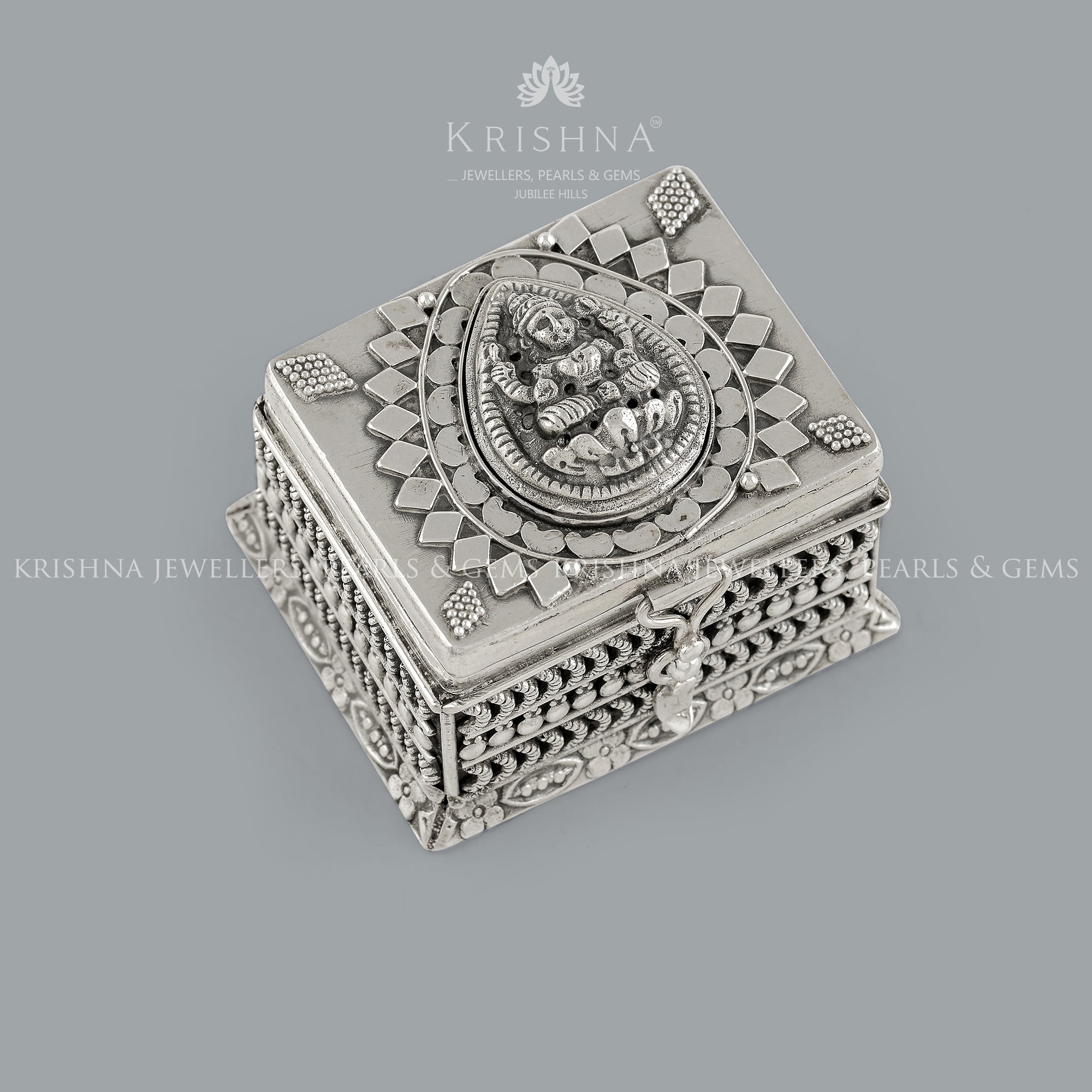 Laxmi Inscribed Silver Kumkum Box