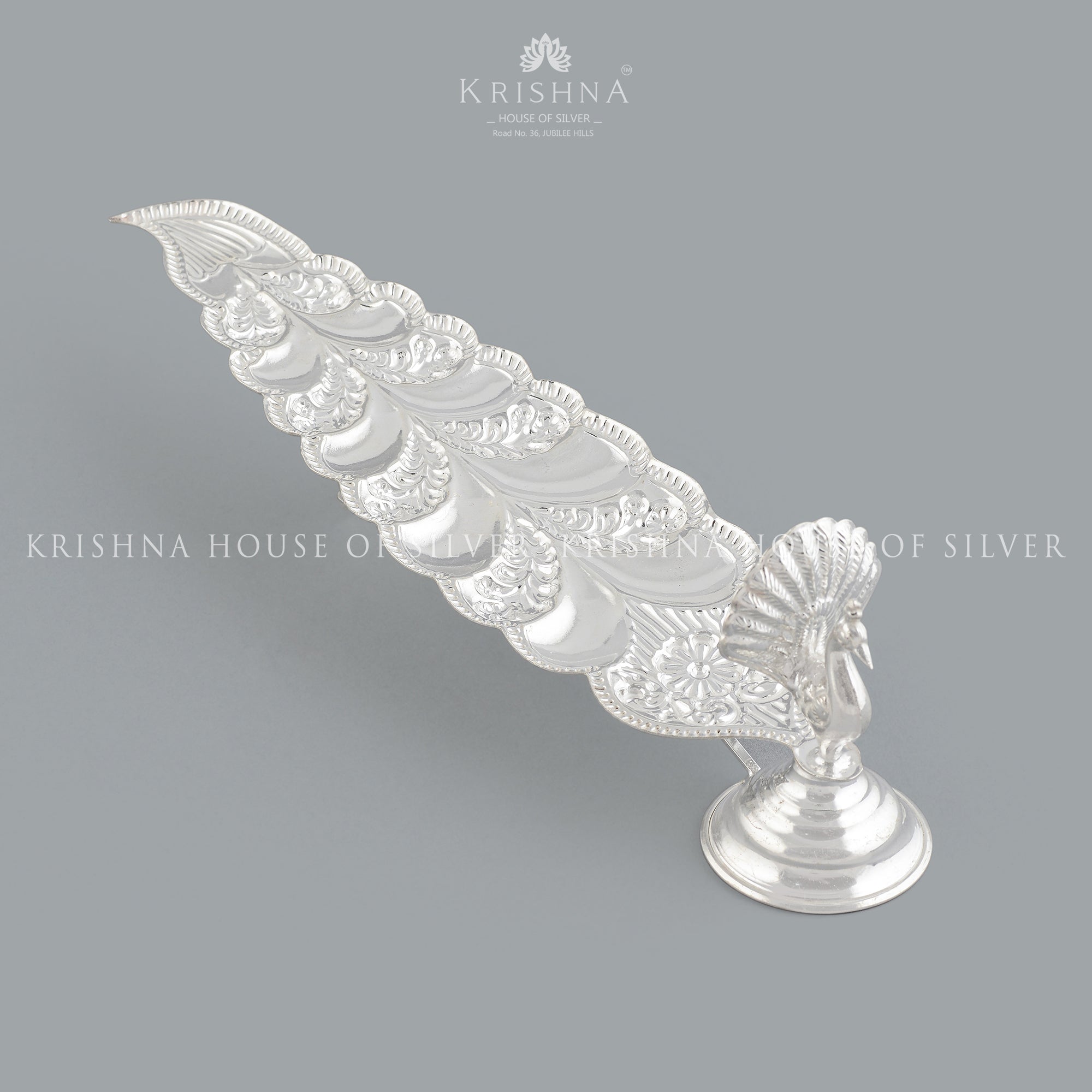 Sacred  Elongated Silver Agarbatti  in Peacock Design