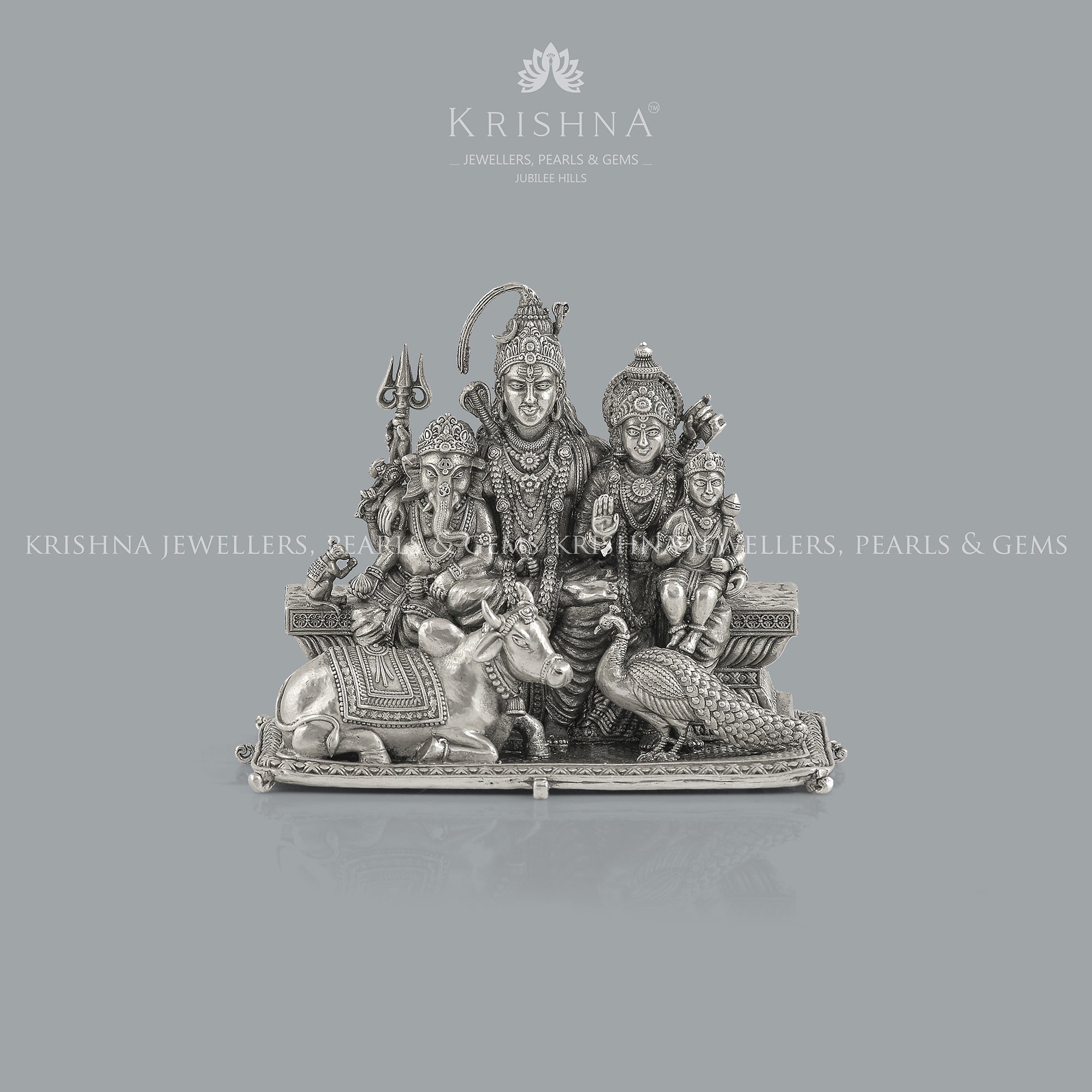 Shivparivaar Idol in Antique Silver