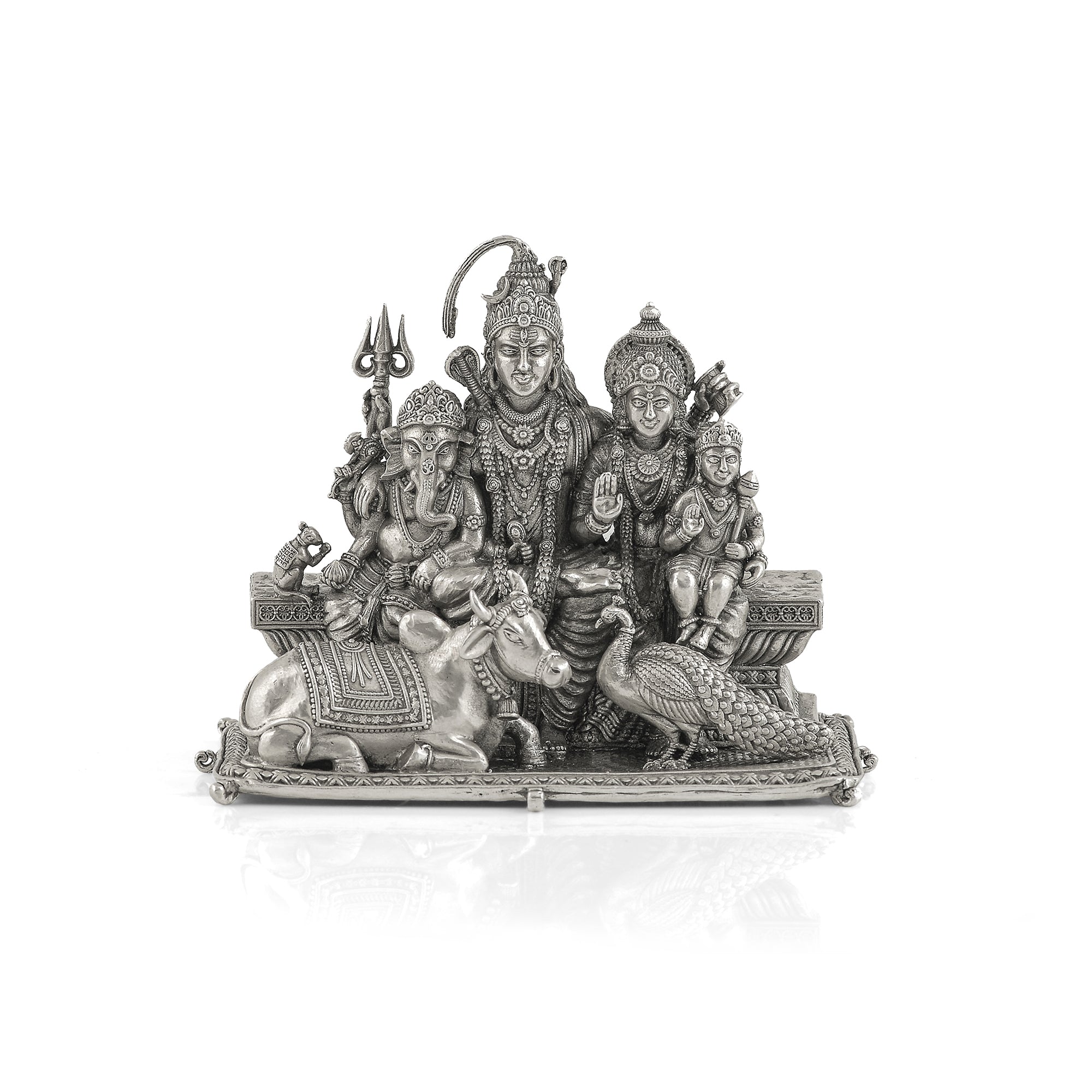 Shivparivaar Idol in Antique Silver