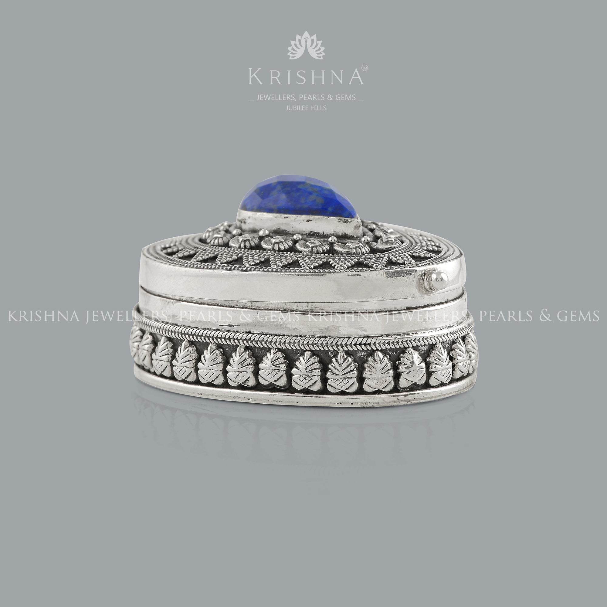 Pear Shape Kumkum Bharni With Blue Elegance