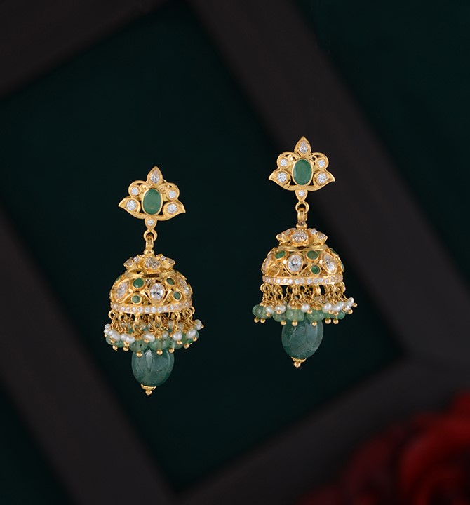 Radiant Pearl Gold Jhumkas