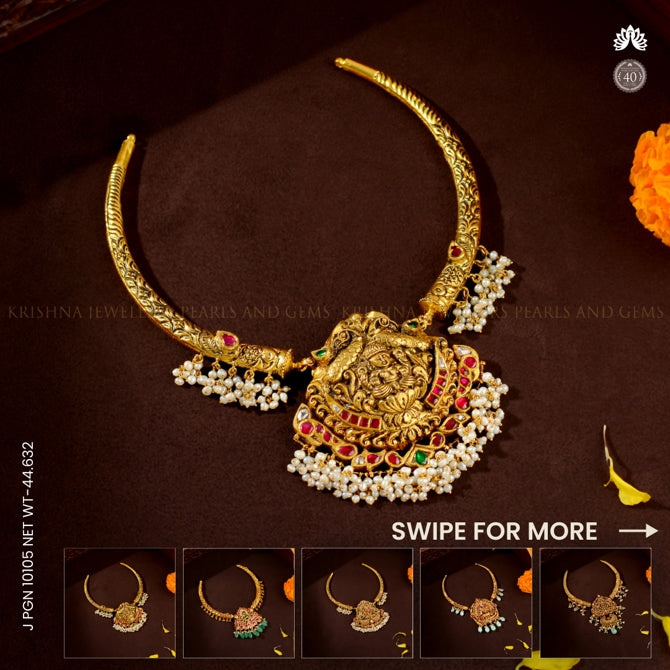 22k Kanti Necklace with Lakshmi Design