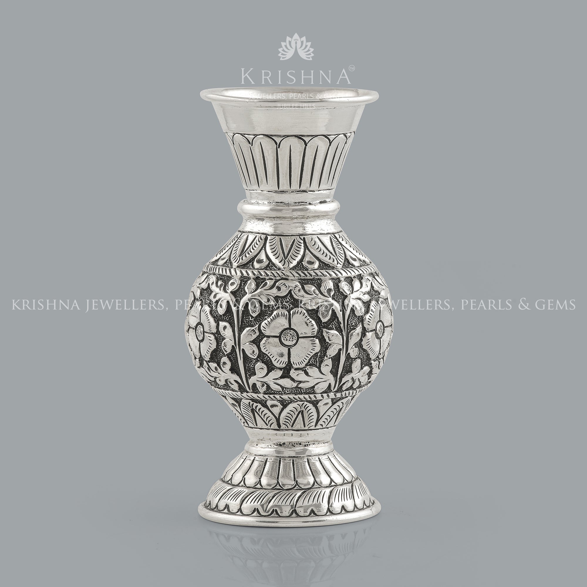 Antique Silver Vase in Flower Designs