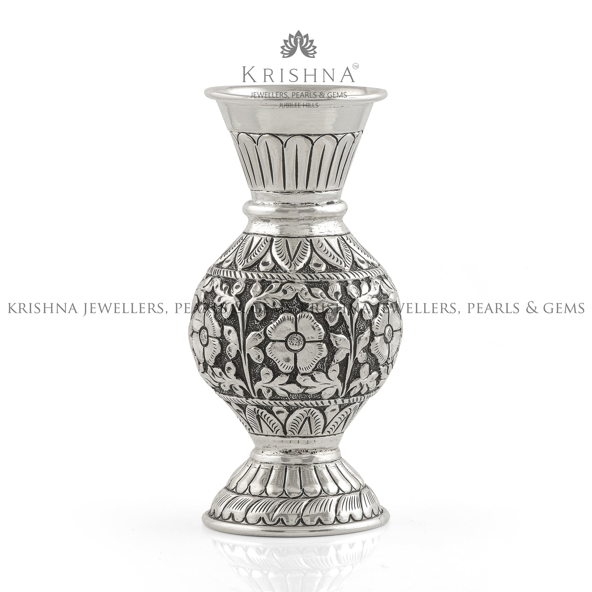 Antique Silver Vase in Flower Designs