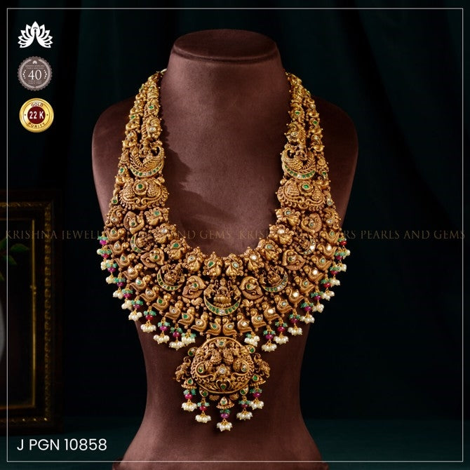 22K Gold Laxmi Devi Long Bridal Haram