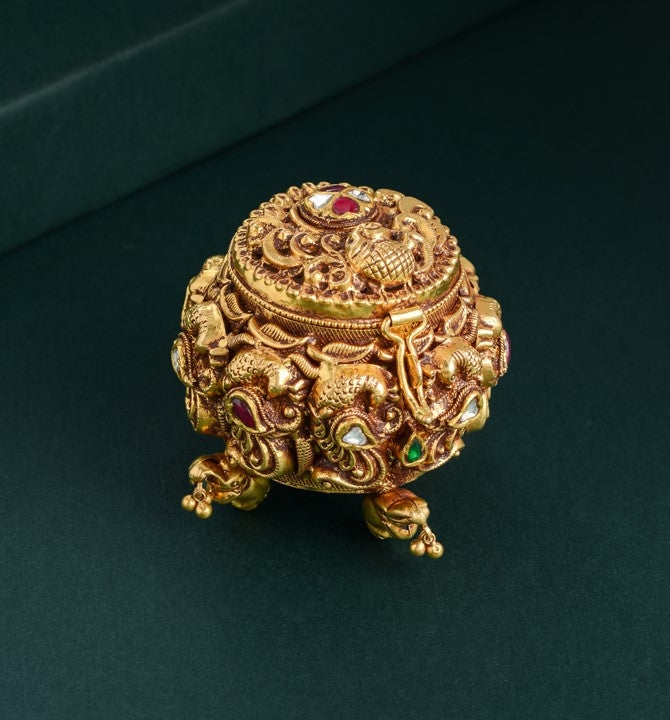 Nakshi Design 22k Gold Kumkum Box