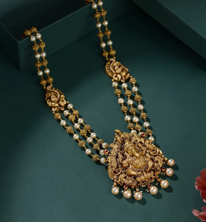 Divine 22k Gold Ganesh Pendant Necklace