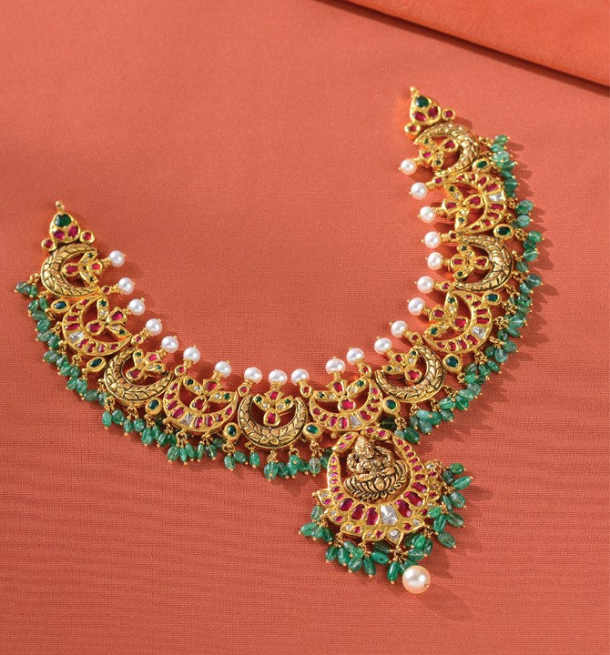 Laxmi Motif Gold Necklace