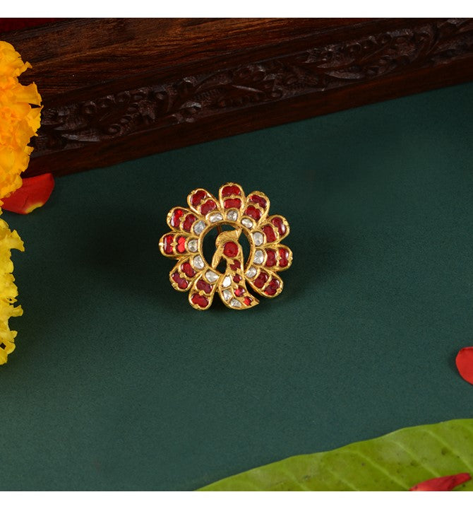 Peacock Ruby Brooch for Men