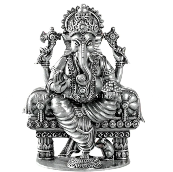 Sterling Silver Ganesh Idol for Home Temple 92.5