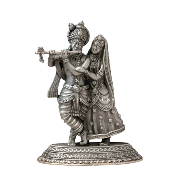 Silver Radha Krishna Idol - Krishna Jewellers Pearls and Gems