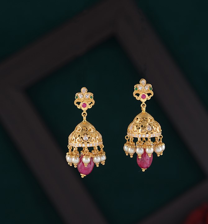 Floral 22K Gold Jhumkas