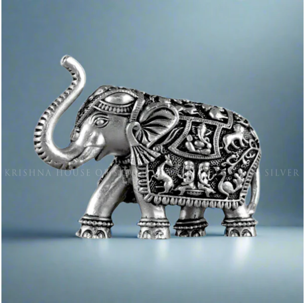 Antique Finish Silver Elephant Idol