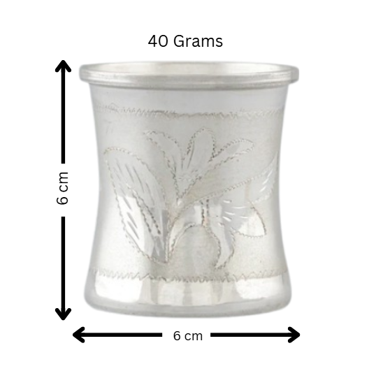 Elegant Silver Pooja Glass with Intricate Leaf Theme Design