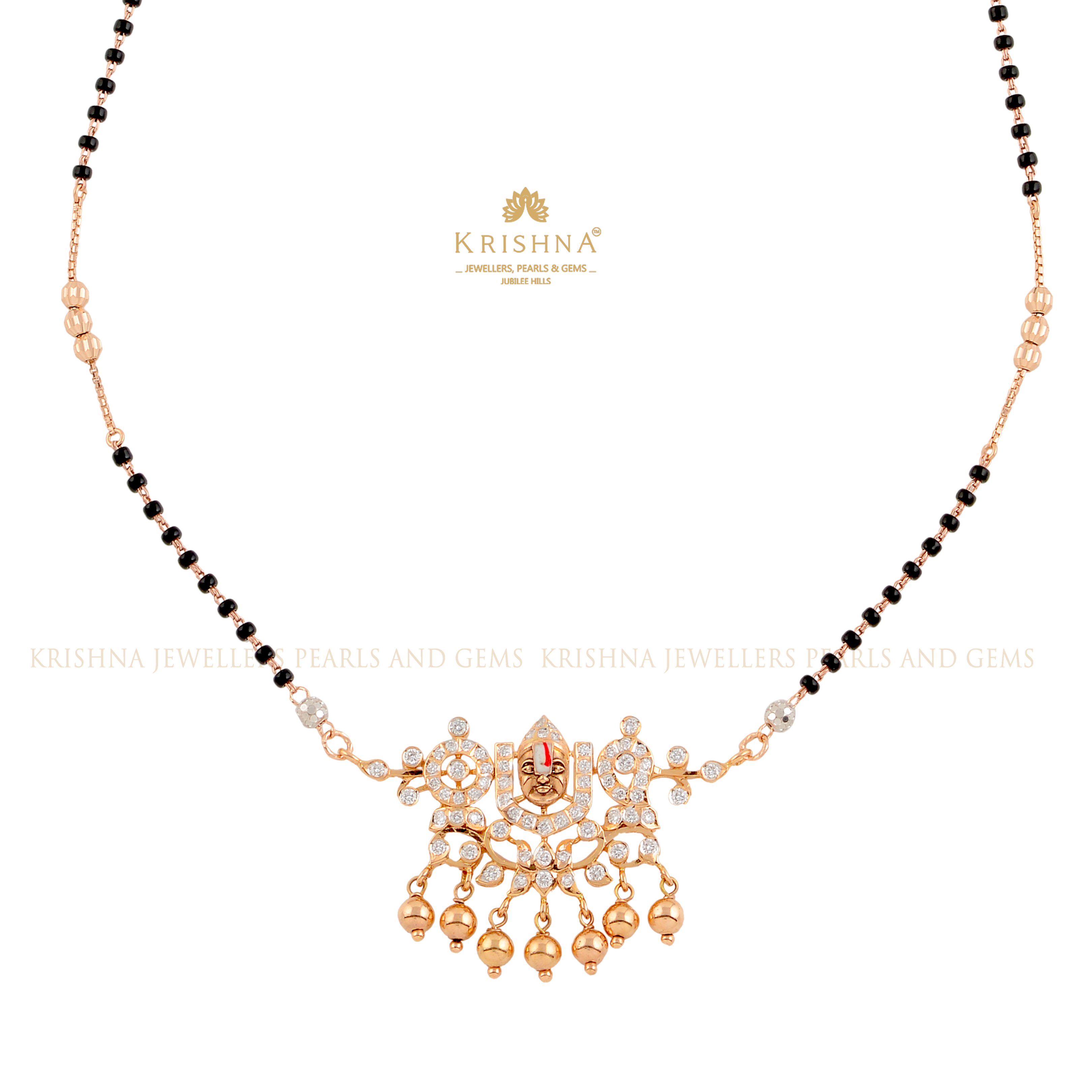 Elegant Double Hook Lord Balaji Pendant Mangalsutra