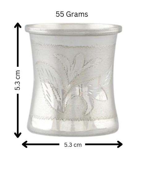 Elegant Silver Pooja Glass with Intricate Leaf Theme Design