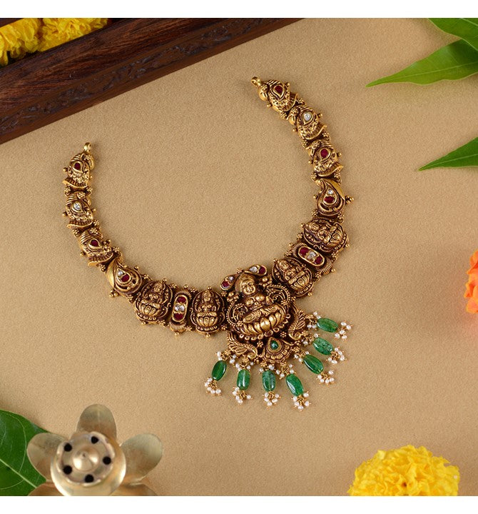 Lakshmi Gold Deep Nakshi Necklace