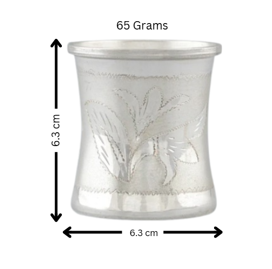 Elegant Silver Pooja Glass with Intricate Leaf Theme Design