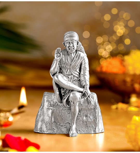 Silver Shridi Sai Baba 3D idol