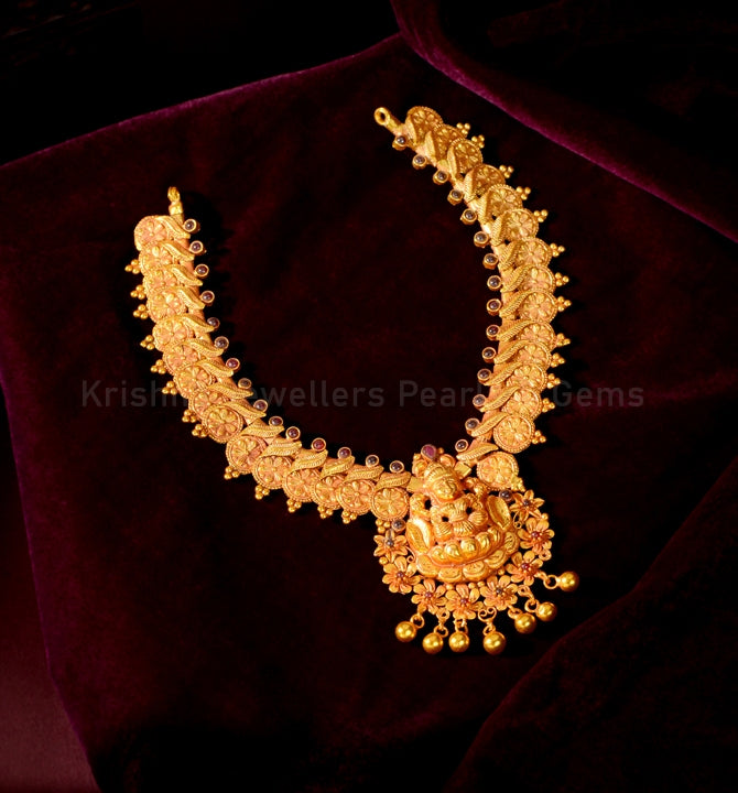 Silver Lakshmi Kasu Short Necklace Traditional Temple Jewellery