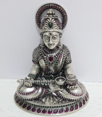 Annapurna Devi Silver Idol with Stones