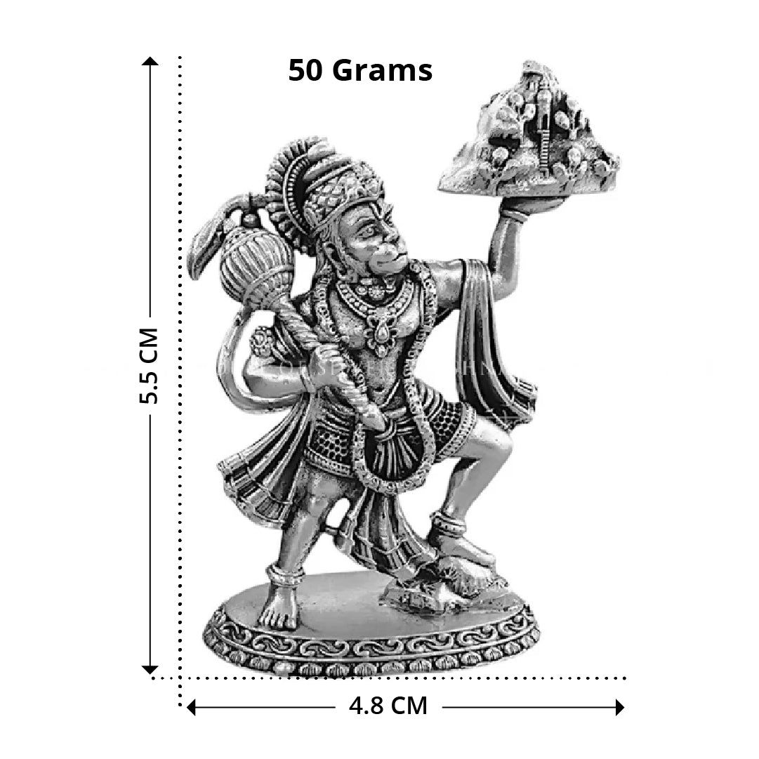 92.5 Silver Pahad Hanuman Statue for Home Altar