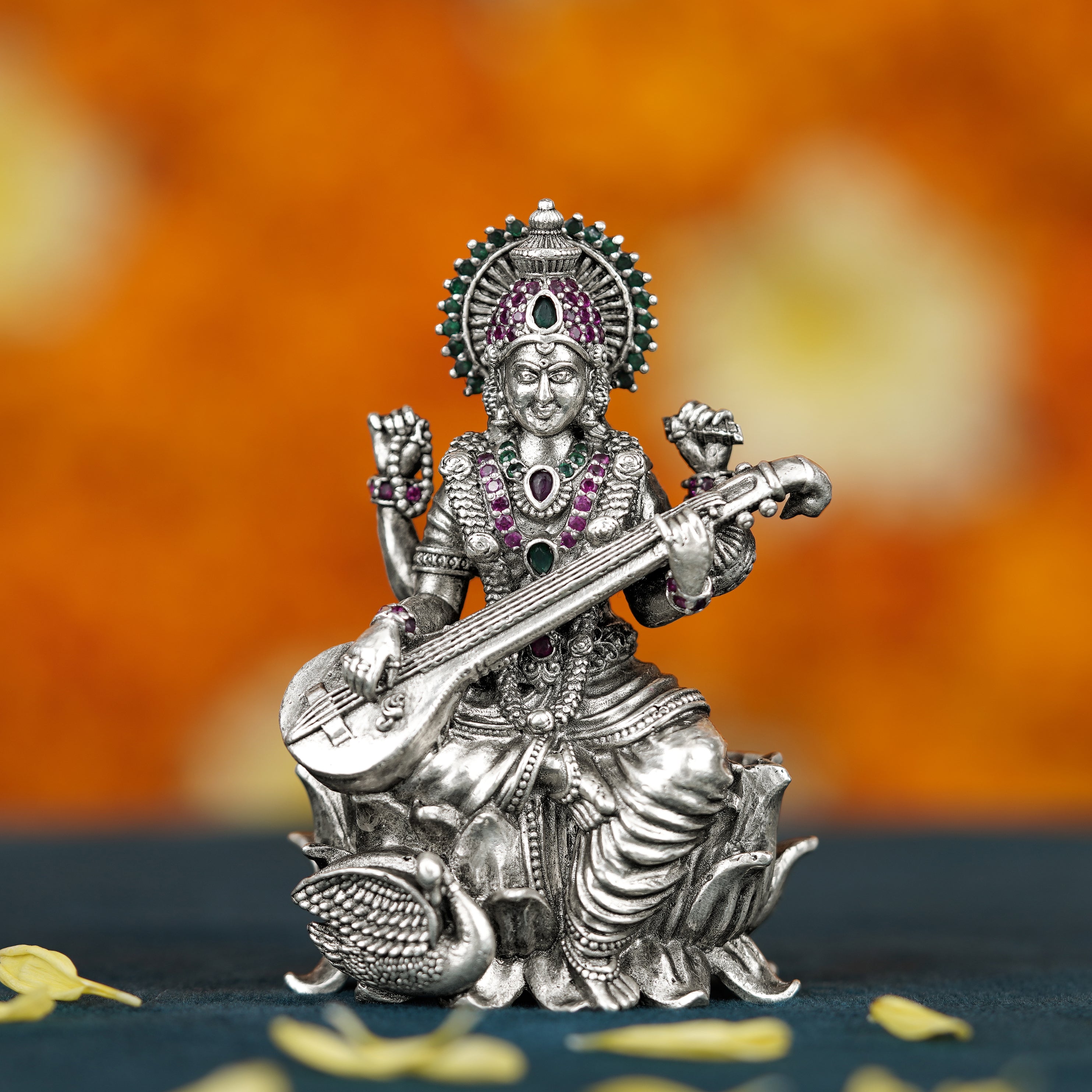 Antique Saraswati Idol in Silver