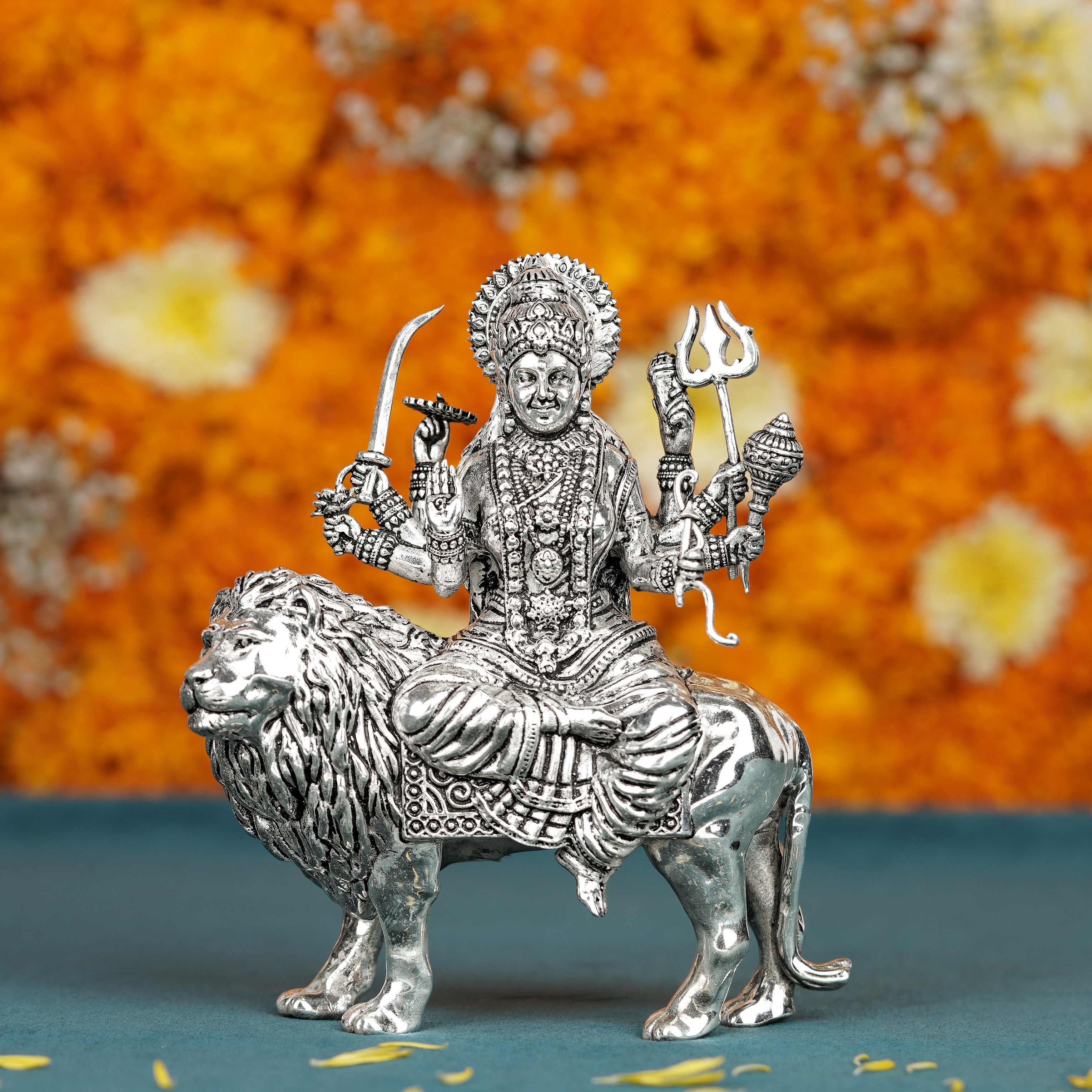 Goddess Durga Idol In Silver - Krishna Jewellers Pearls and Gems