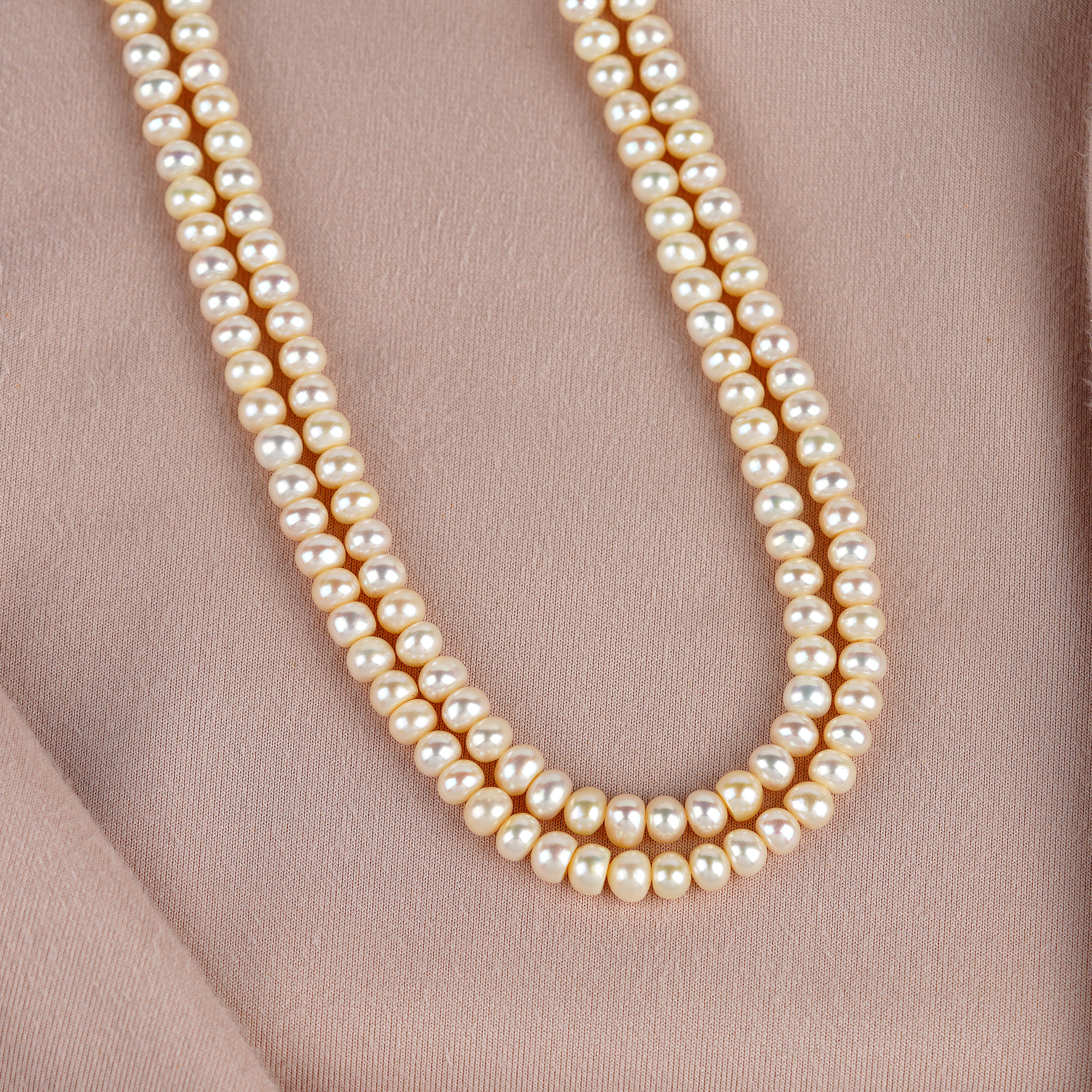 Freshwater White Pearl Necklace, Double Strand - Krishna Jewellers Pearls and Gems