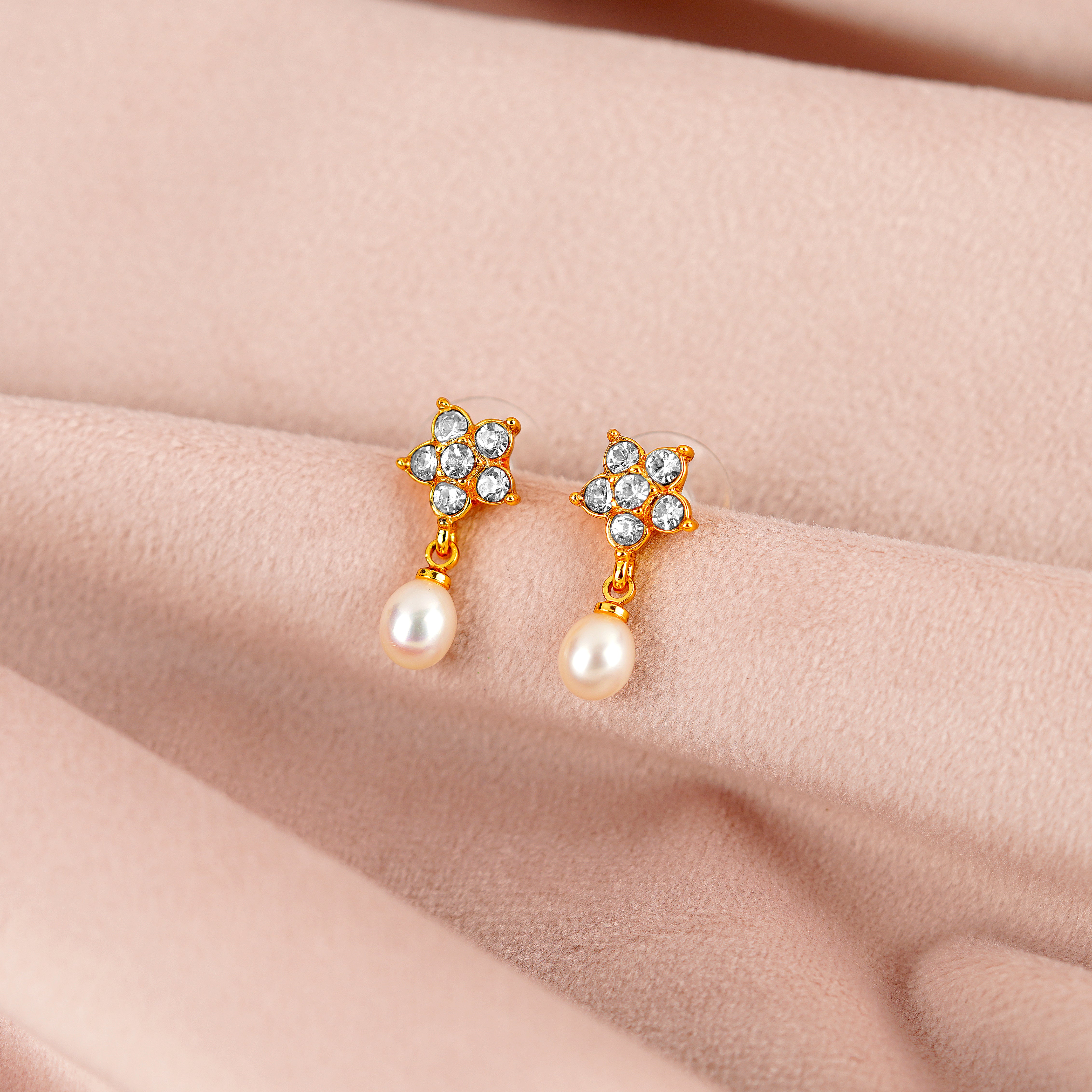 Dainty Hanging Pearl Earrings - Krishna Jewellers Pearls and Gems