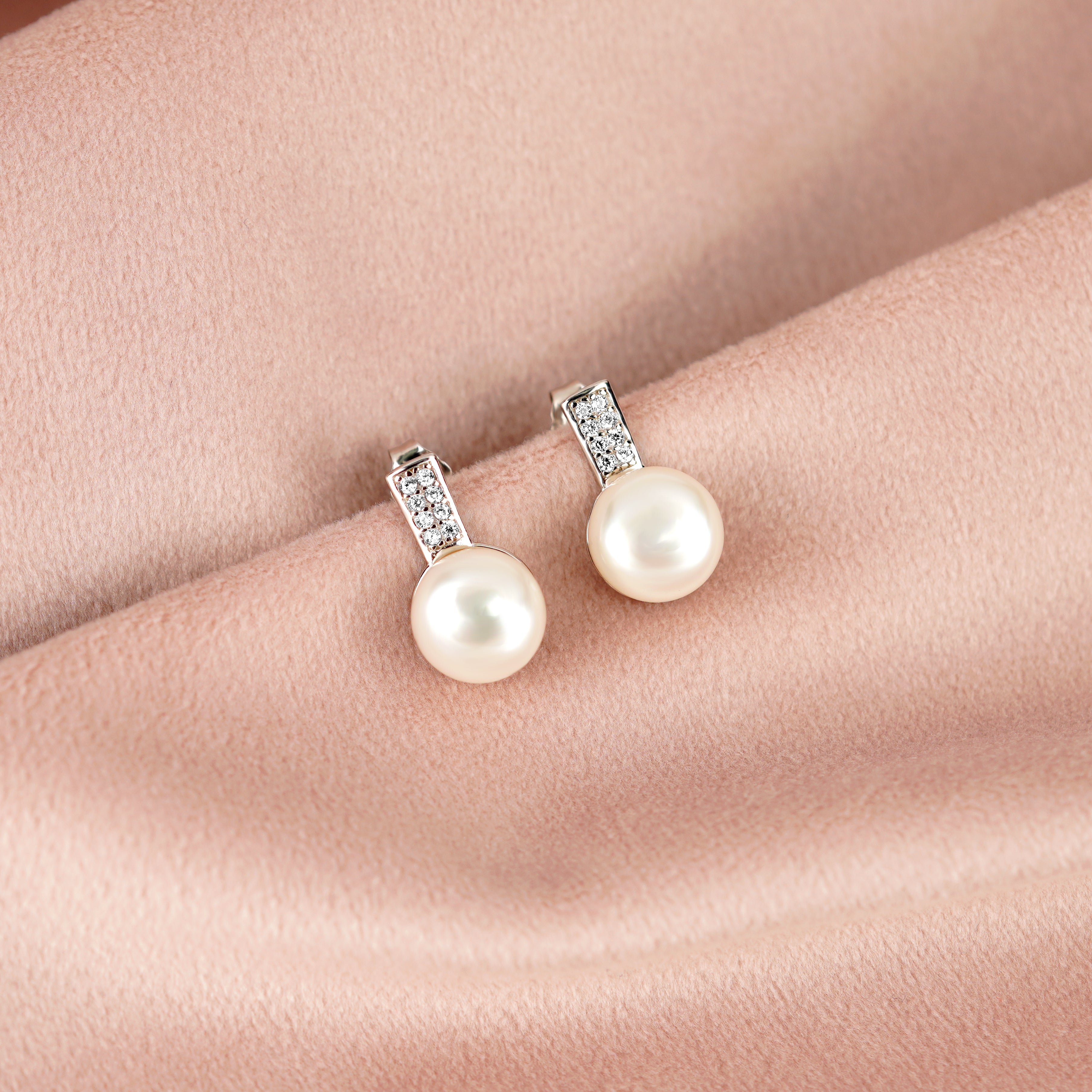 CZ Pearl Studs Earrings