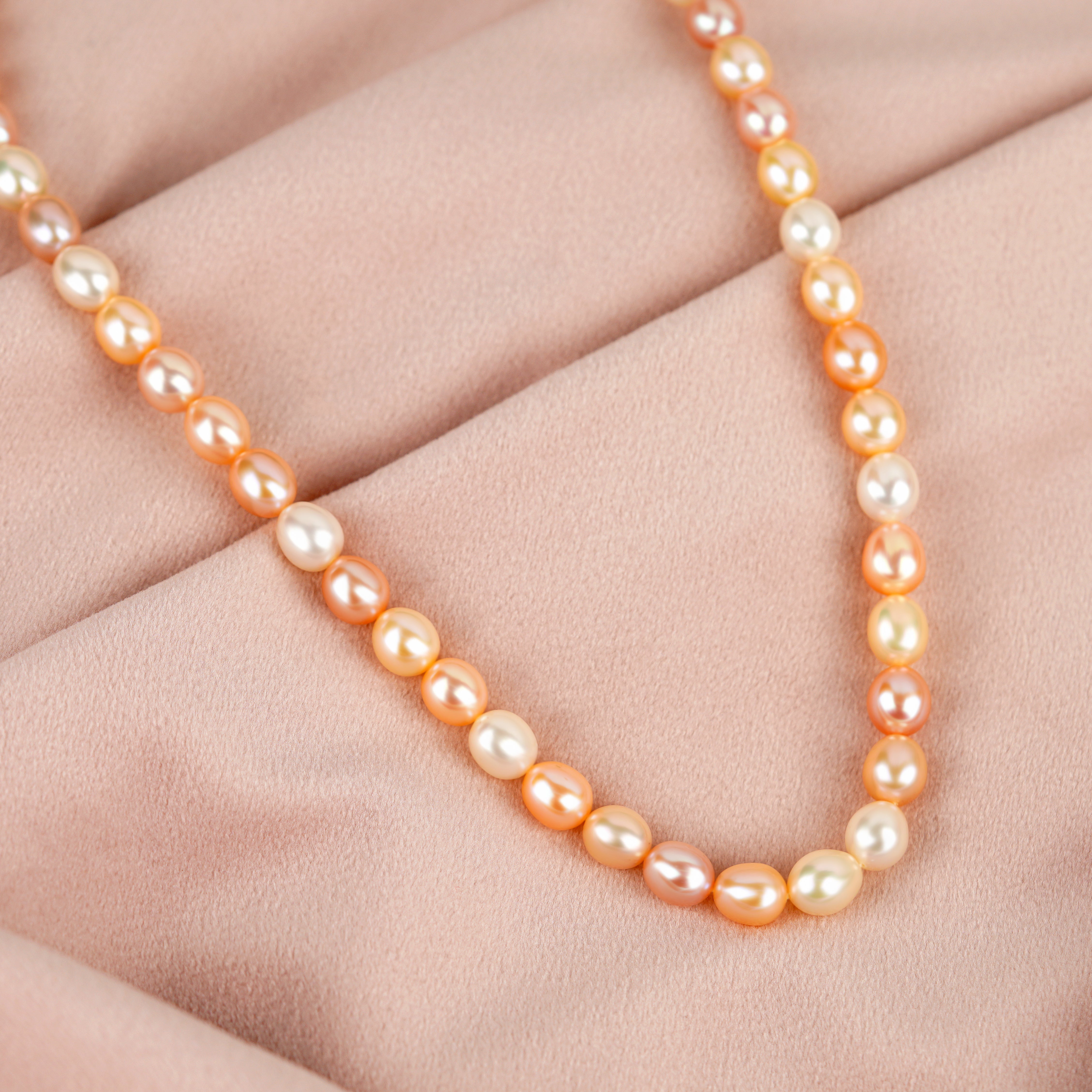 Multicolored Oval Shape Pearl Necklace