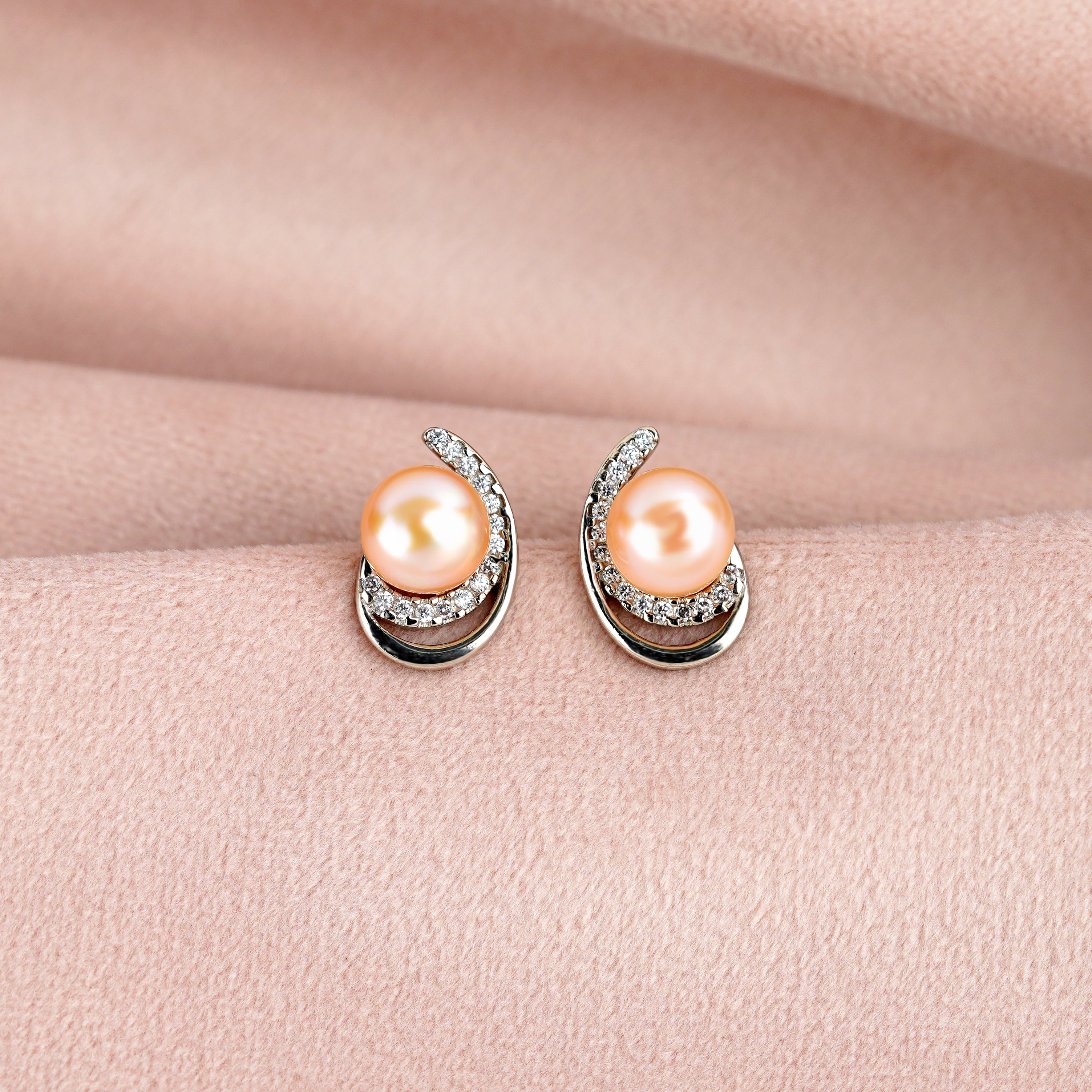 Regal Lovely Pink Pearl Stud - Krishna Jewellers Pearls and Gems