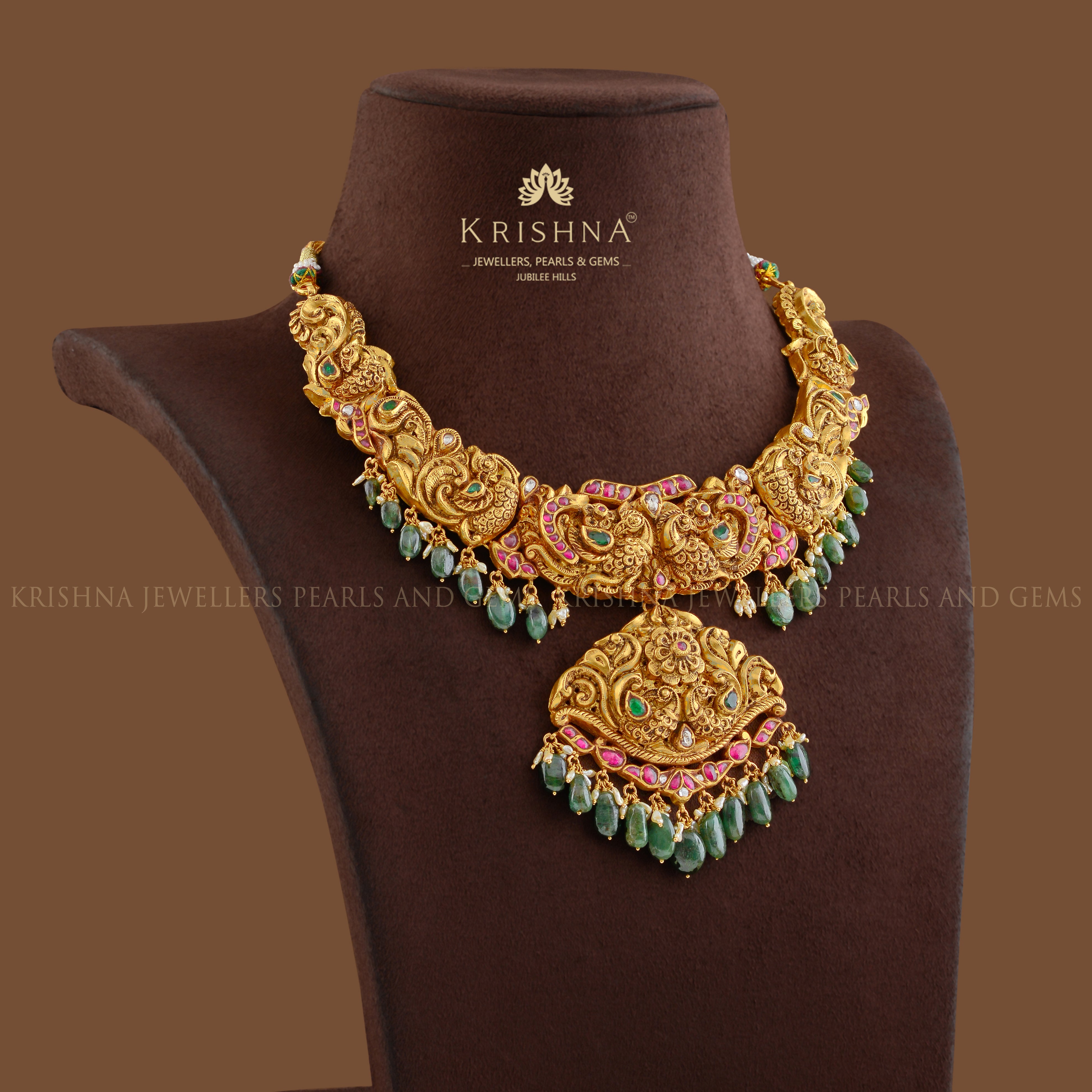 Gold Necklace In Peacock Design