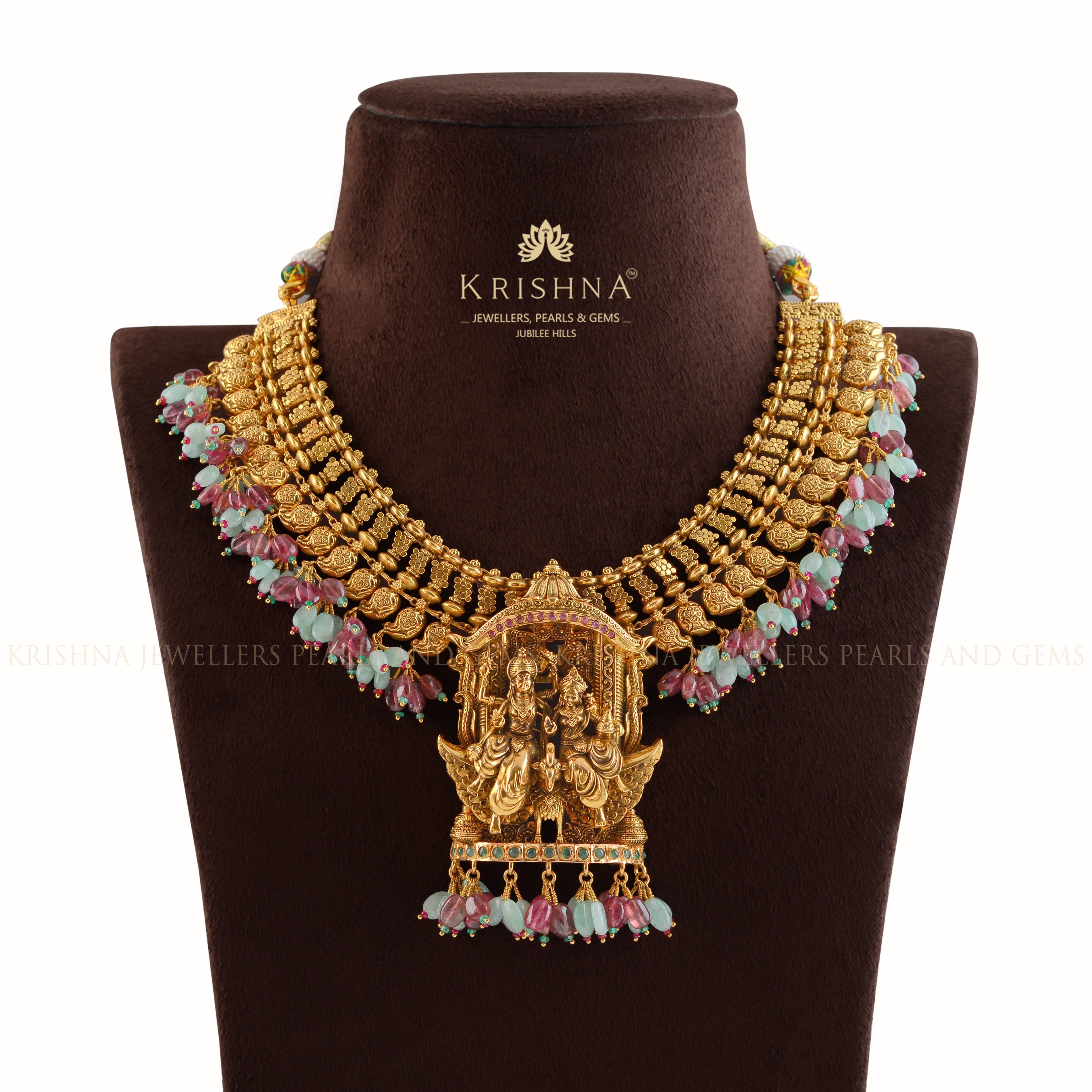 Vishnu-Lakshmi Gold Temple Necklace