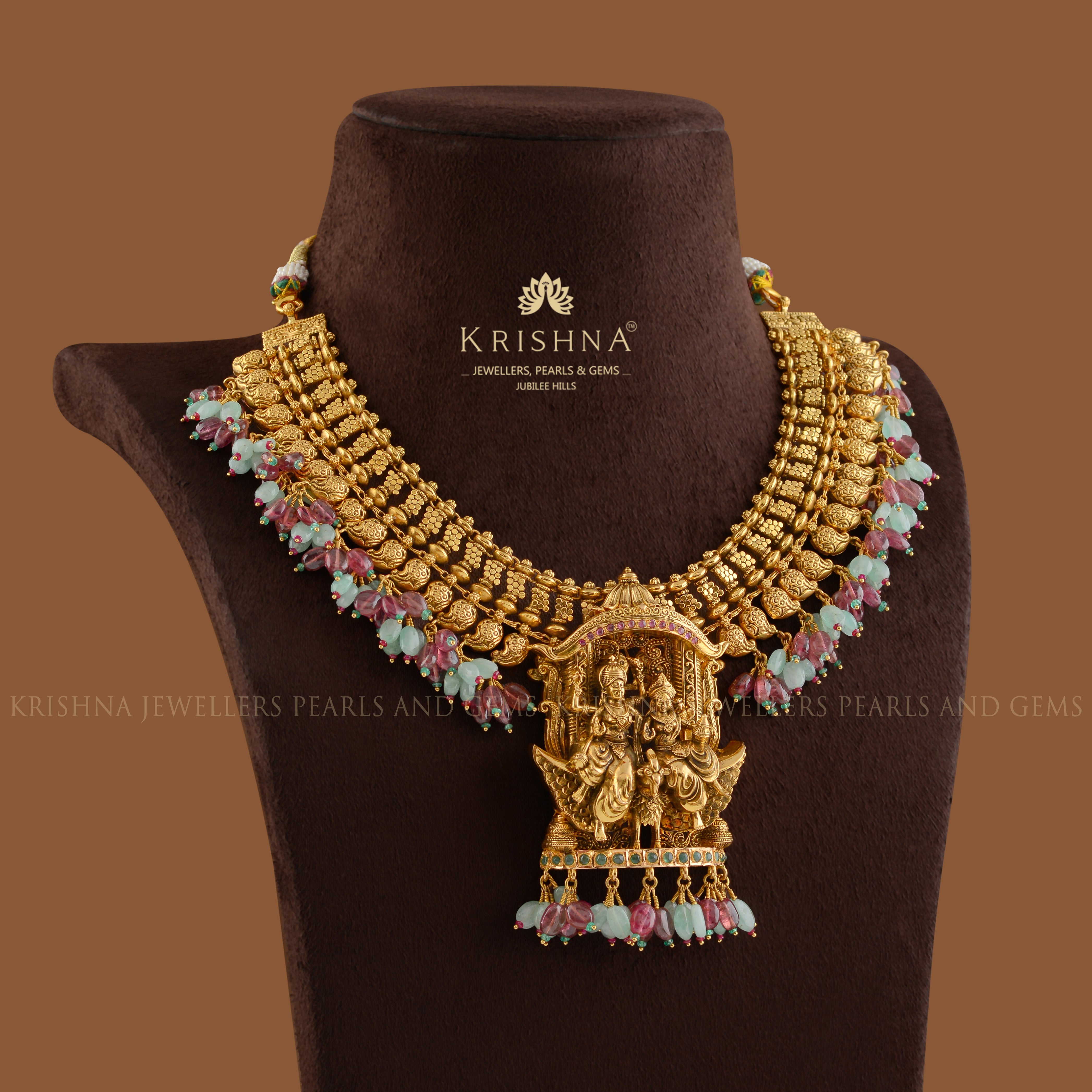 Vishnu-Lakshmi Gold Temple Necklace