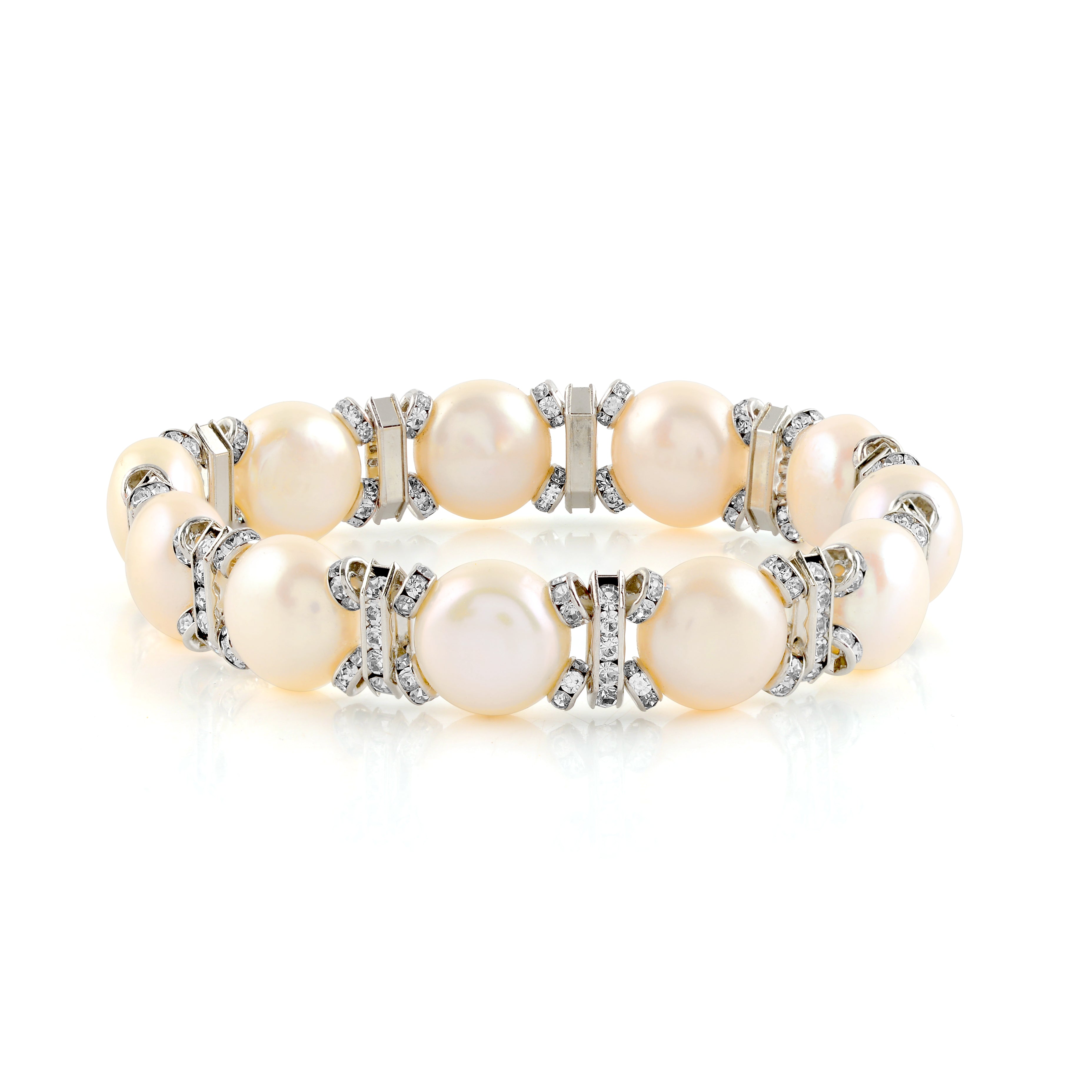 Silver Link Freshwater Pearl Bracelet - Krishna Jewellers Pearls and Gems