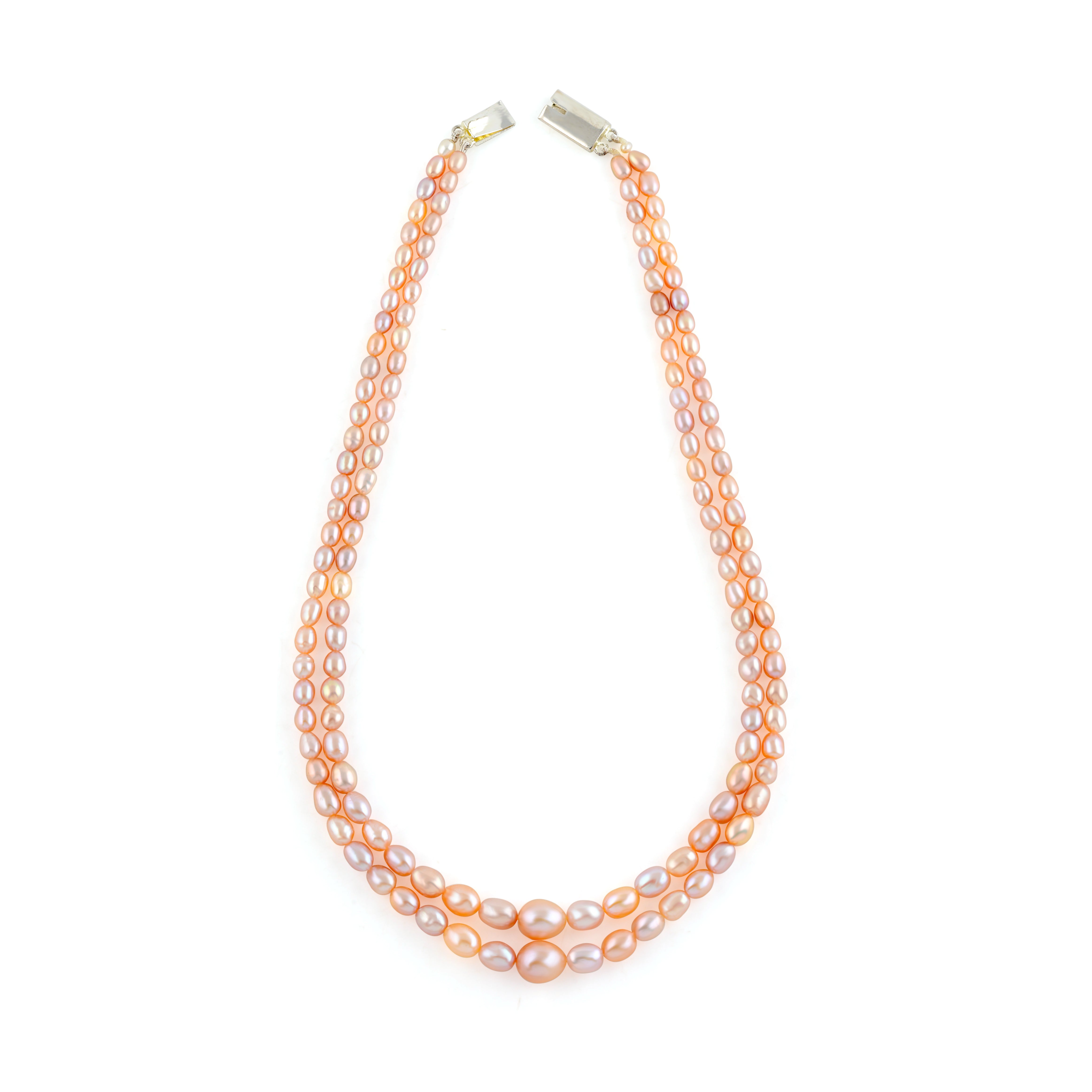 Traditional Graded Oval Peach and Pink Pearl Necklace - Krishna Jewellers Pearls and Gems