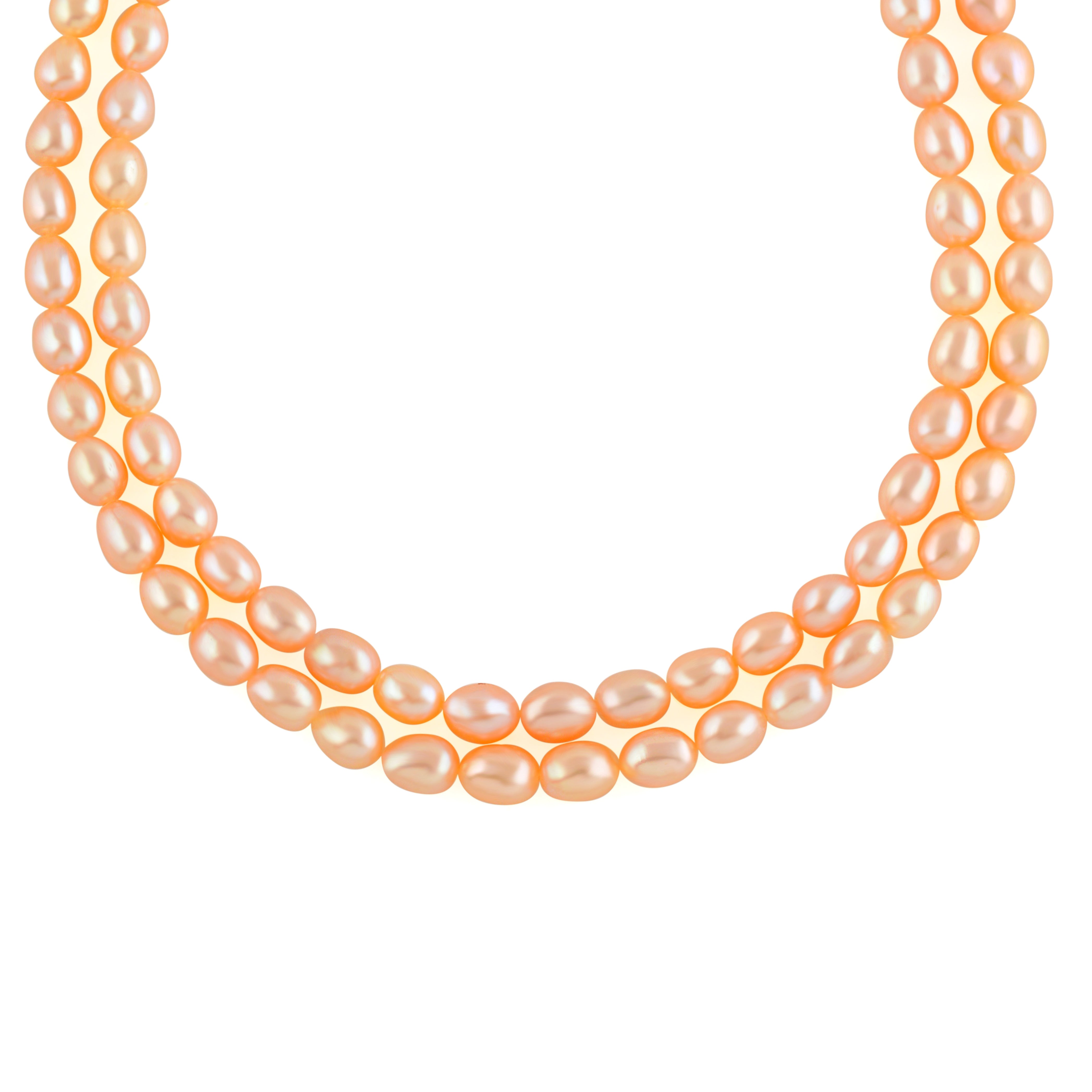 Double-strand pearl necklace in peach color - Krishna Jewellers Pearls and Gems