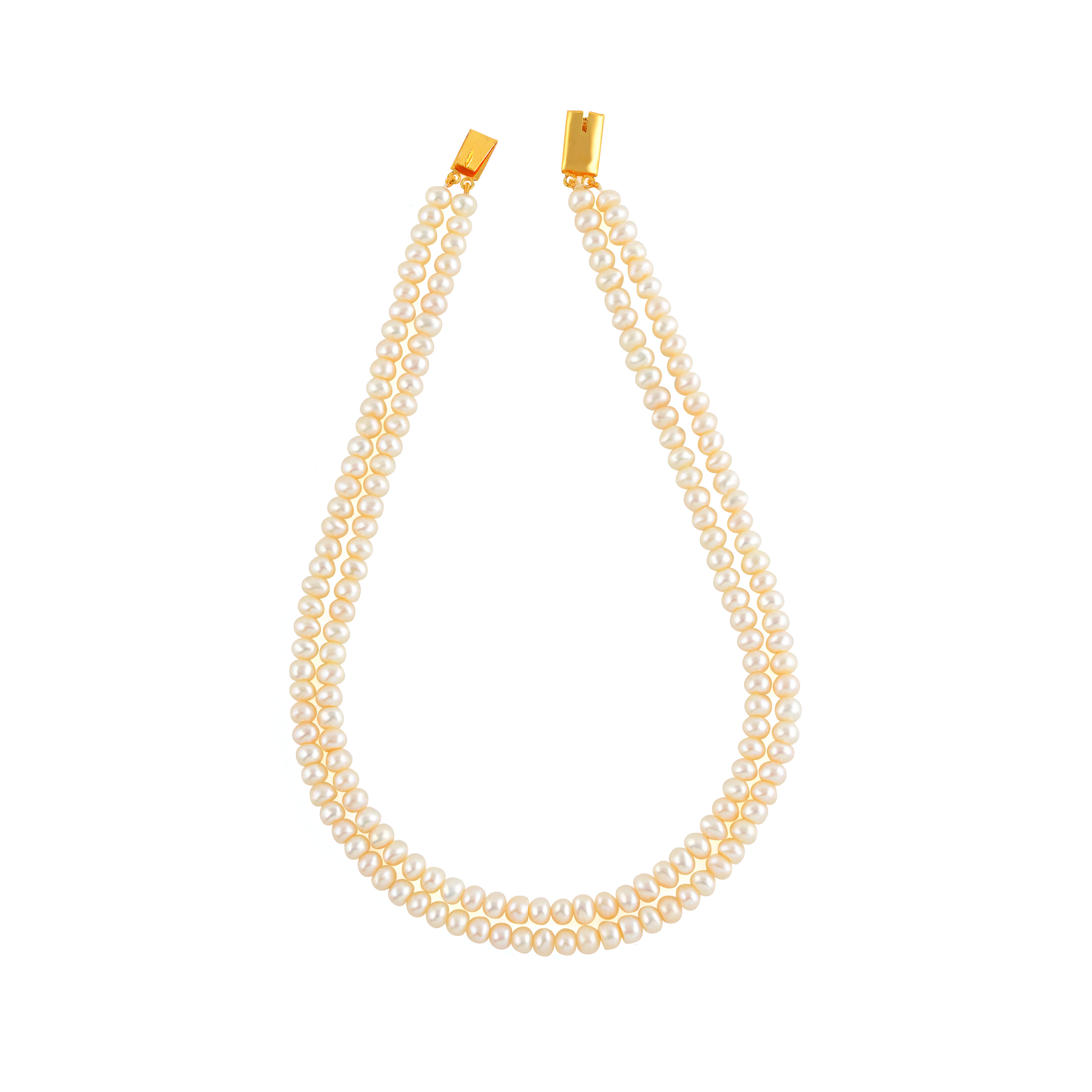 Freshwater White Pearl Necklace, Double Strand