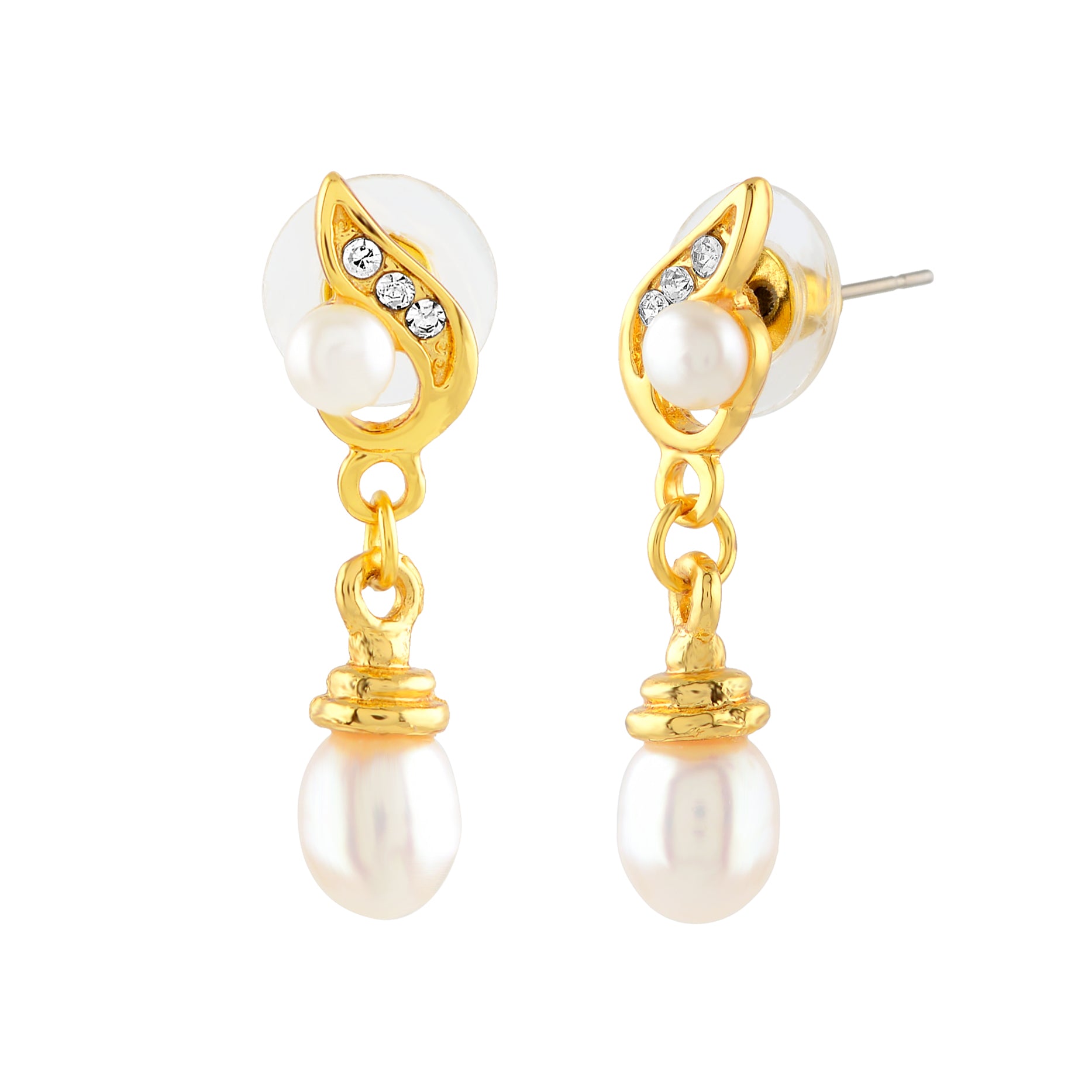 Sparking Pearl drop Earrings - Krishna Jewellers Pearls and Gems