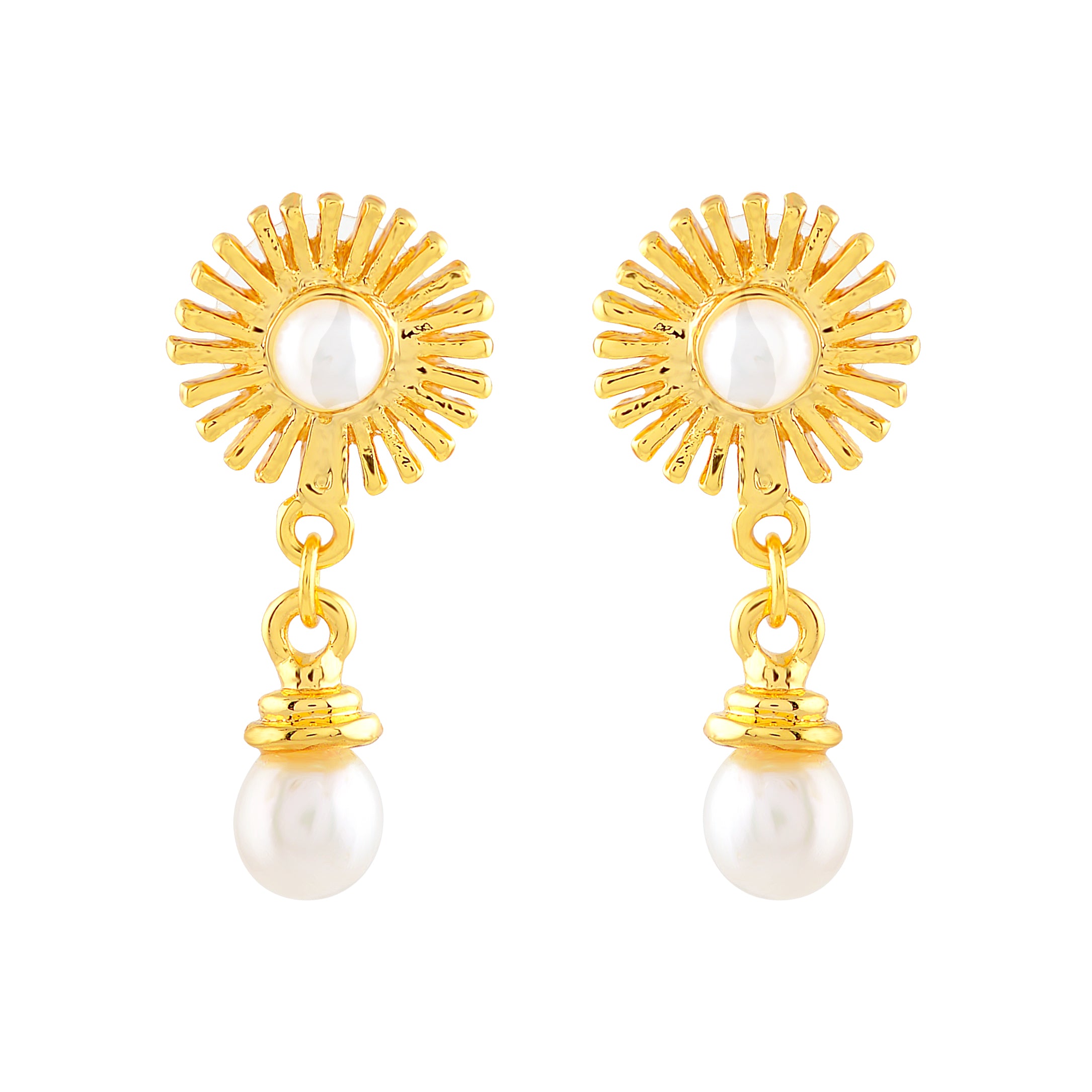 Dainty Floral  Pearl Drops  Earrings