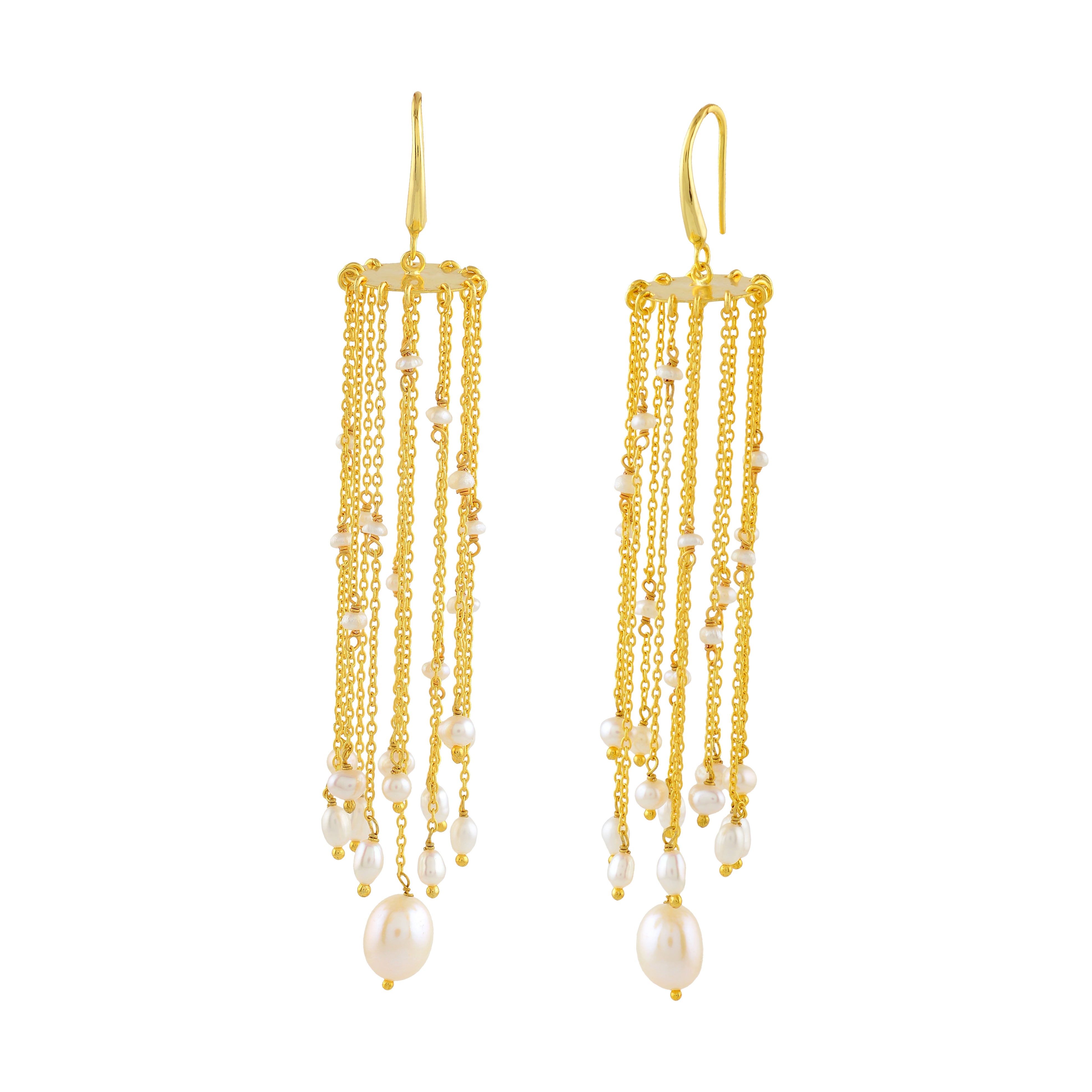 Rice Pearl Tassel Hanging Earrings - Krishna Jewellers Pearls and Gems